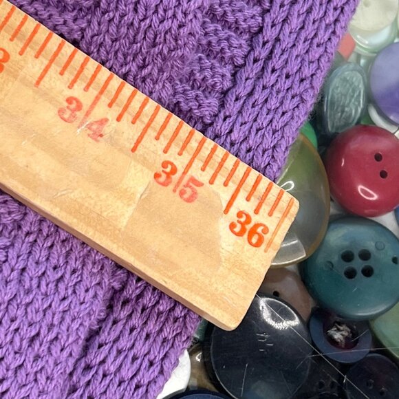 Chico's Cardigan Size 0 Small Mixed Stitch Sweater Cozy Purple Chevron Layering - Picture 7 of 10